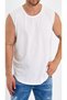 Men's Dirty Collar Bottom Oval Cut Basic Zero Sleeve T-Shirt - 7