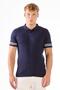 Navy Blue Polo Buttoned Ribbed Short Sleeve Slim Fit Men's Knitwear - 3