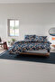 Terazzo 100% Cotton - Stone Printed Modern Single Duvet Cover Set - Navy Blue