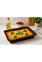 2 Pieces (36 and 26*37 cm) Black Glossy Enamel Round and Square Oven Tray Set - 4