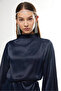 NAVY BLUE SATIN BLOUSE - 4