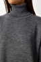 Turtleneck Oversize Knitwear Sweater Gray Lbv0011 - 5