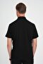 Slim Fit Polo Collar Ribbed Woven Cotton Black T-Shirt Ts 904 - 5