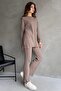 Mink Cotton Ribbed Women's Blouse Pants Two-Piece Set - 3
