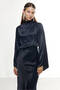 NAVY BLUE SATIN BLOUSE - 3