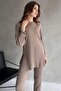 Mink Cotton Ribbed Women's Blouse Pants Two-Piece Set - 4