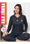 Women's Winter Model Mother Pajama Set Smoked