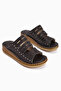 Genuine Leather Katrina Black Comfort Laser Cut Women's Slippers