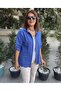 Skirt Guipure Zippered Jacket Indigo Navy Blue - 2