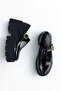 Black Patent Leather Thick Sole Women's Loafers P7014