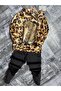 طقم ملابس رياضية مخملية مطرزة بنقشة الفهد للفتيات - 2