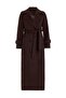 Epaulette Detailed Double Breasted Long Length Coat Brown 3056 - 3