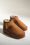 Tan Women's Furry Boots Winter Soft Comfortable Slip on Ankle Boots - 4