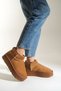 Tan Women's Furry Boots Winter Soft Comfortable Slip on Ankle Boots - 3