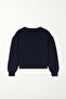 Navy Blue Knitwear Cardigan with Heart Button Detail - 5
