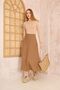 Women's Brown Midi Length Slim Fit Melton Textured Fabric High Waist Pocketed Kiloş Skirt 3461209 - 8