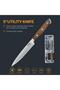 Premium 5-Inch Utility Knife Walnut Wood Handle & Sharp Stainless Steel Blade - 6