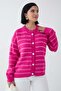 Thin Striped Fuchsia Knitwear Cardigan - 3
