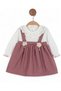 Baby Girl Vintage Peter Pan Collar, Ribbed Floral Accessory Dress l l 6-9-12-18-24-36 Months Dress - 3