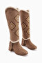 Hilka Mink Suede Detachable Conch Women's Boots with Ethnic Pattern, Women's Bootie-Women's Boots - 3