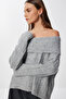 Open Shoulder Knitwear Sweater Gray Lpf0005 - 2