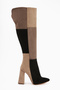 Kamiyah Black Beige Women's Knee High Boots
