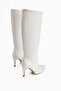 Lucine White Pointed Toe Thin Heeled Pull Women's Boots - 3