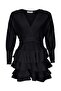 Ribera Women's Black Frilly Layered Padded Dress - 2