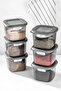 Square Food Storage Container with Labeled Spoon Set of 6 Small Size 0.55 Liter Anthracite - 3