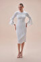Long Sleeve Midi Wedding Dress - Jersey Fabric
