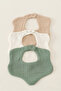 3-Pack 100% Organic Cotton 8-Layer Multi Muslin Floral Baby Drool Bib, Collar White, Green - 3