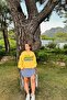 Women's Oversize Sweatshirt Unique Culture Printed Yellow – Crew Neck, 3 Thread Rastering - 5