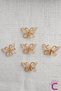 Set of 5 White Gold Detailed Silicone Filled Winged Butterfly Hair Clips - Butterfly Mini Clamp Hair Clips - 7