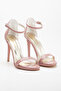 Women's Pointed Heel Platform Evening Dress Salmon Patent Leather Shoes - 4