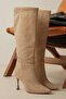 Mbhrns1818-Vz Women's Suede Thin 9 cm Heeled Pointed Toe Mink Long Boots - 6