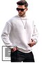 Ecru Crew Neck Oversize Raster Basic Men's Sweatshirt Tr4477 - 2
