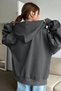 Women's Hooded Detail Zippered Balloon Sleeve Cardigan - 2