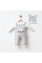 - Rabbit Printed Hat Baby Romper Set 3-12 Months - 3