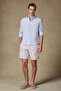 Sky Oxford Stretch Cotton Blended Comfort Fit Burgundy Men's Striped Shorts