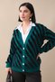 Short Emerald Green Knitwear Cardigan with Feather Trim - 5