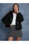 Women's Plush Hooded Ornamented Buttoned Jacket Lined Coat Coat - 4