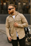 Mink Color Hooded Denim Jacket