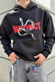 Instinct Printed Oversize Unisex Black Hoodie - 5
