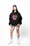 Mon Cherie Printed Oversize Black Hoodie - 4