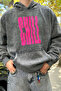 Chill Printed Oversize Unisex Washable Black Hoodie - 6