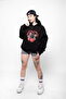 Mon Cherie Printed Oversize Black Hoodie