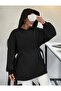 Women's Hooded Special Design Belted Black Sweatshirt - 5