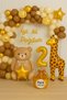 Bear and Giraffe Themed Birthday Party Set |   Gold Balloons, Balloon Chain, and Happy Birthday Lettering - 3