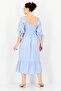Women Shirred A-Line Dress, Light Blue - 3