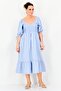 Women Shirred A-Line Dress, Light Blue